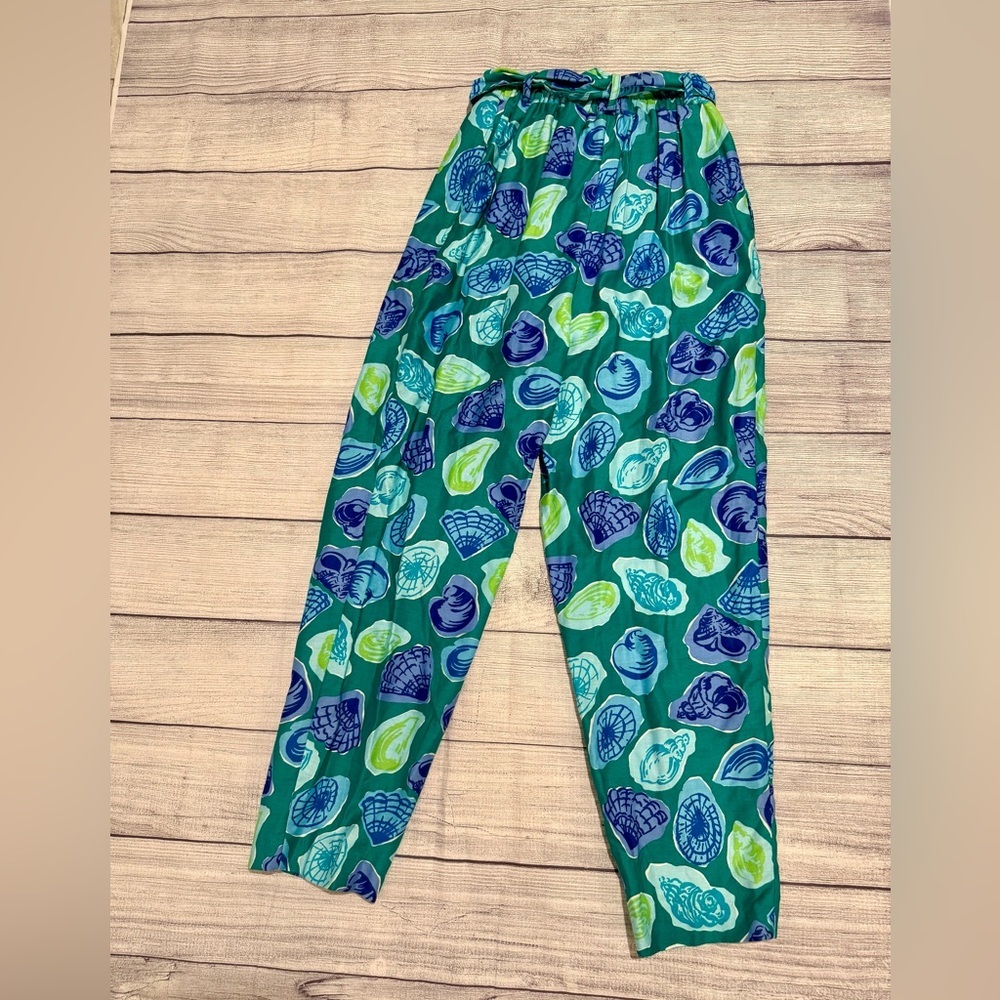 Talbots Petite Collection Shell Print green Pants… - image 5